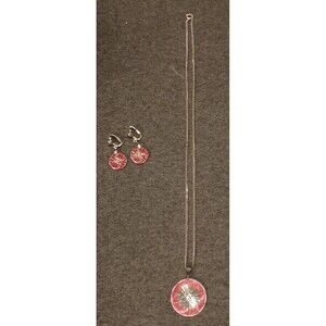 Vtg Dangle Sterling Earrings and Pendant Floral-Shaped Star Lines